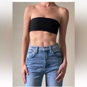 weworewhat black cotton lyocell blend bandeau top
